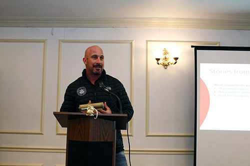 Assembly Member Heath Flora (R- Ripon) speaks to a crowd at the NCPC workshop on May 17.