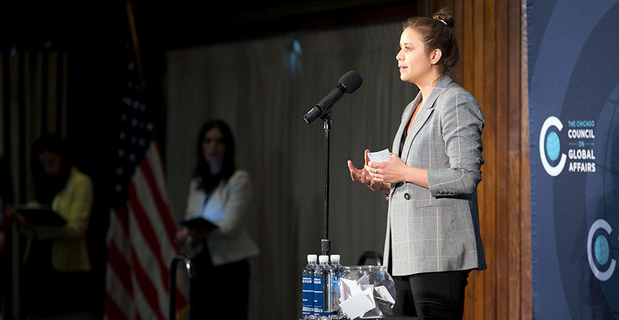 Vicky Espinoza presents her story at a recent symposium.